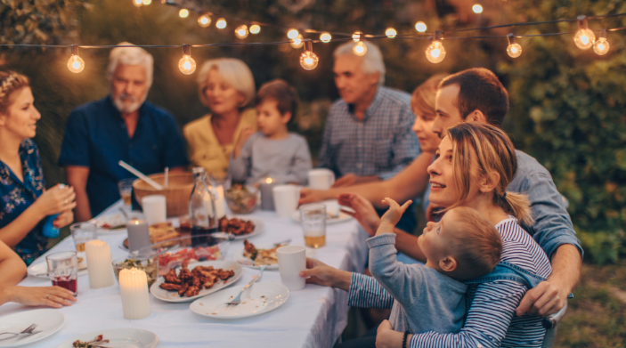 Family Outside Enjoying their Patio